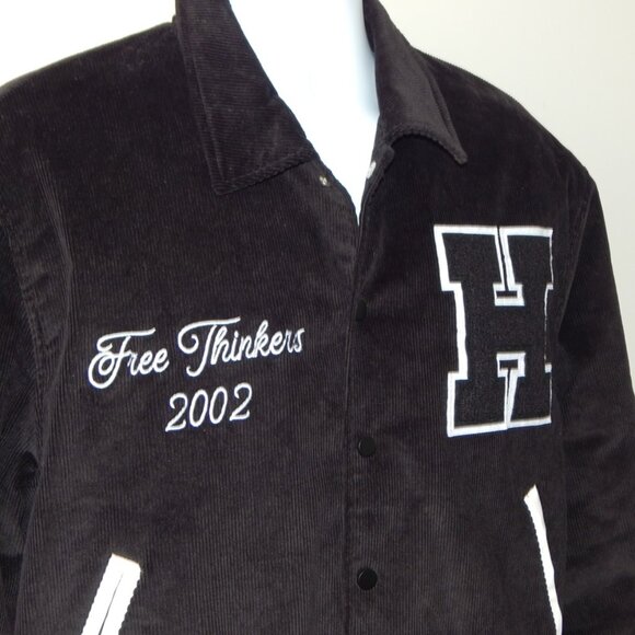 HUDSON Free Thinkers Men Bomber Jacket Insulated Black Logo Snap Closure XL NWT - Picture 7 of 16